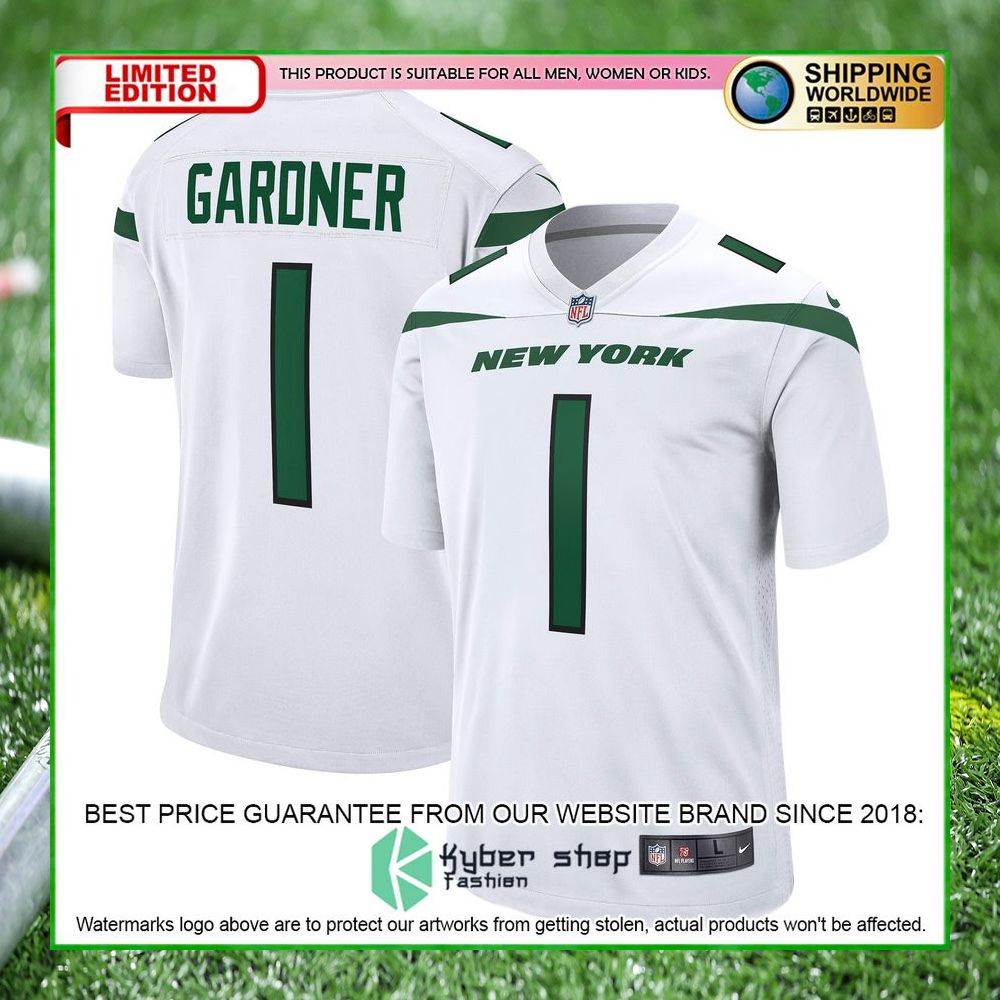 ahmad sauce gardner new york jets nike 2022 nfl draft first round pick gotham green football jersey 5 121