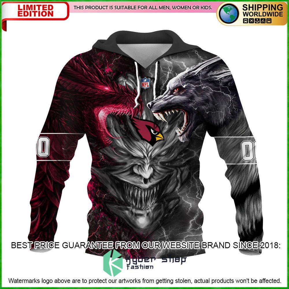 Arizona Cardinals Demon Face Dragon Wolf Personalized Hoodie, Pant - LIMITED EDITION