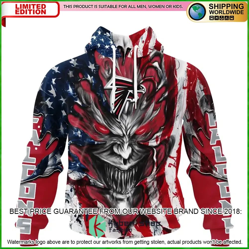 Atlanta Falcons Demon Face US Flag Personalized Hoodie, Shirt - LIMITED EDITION