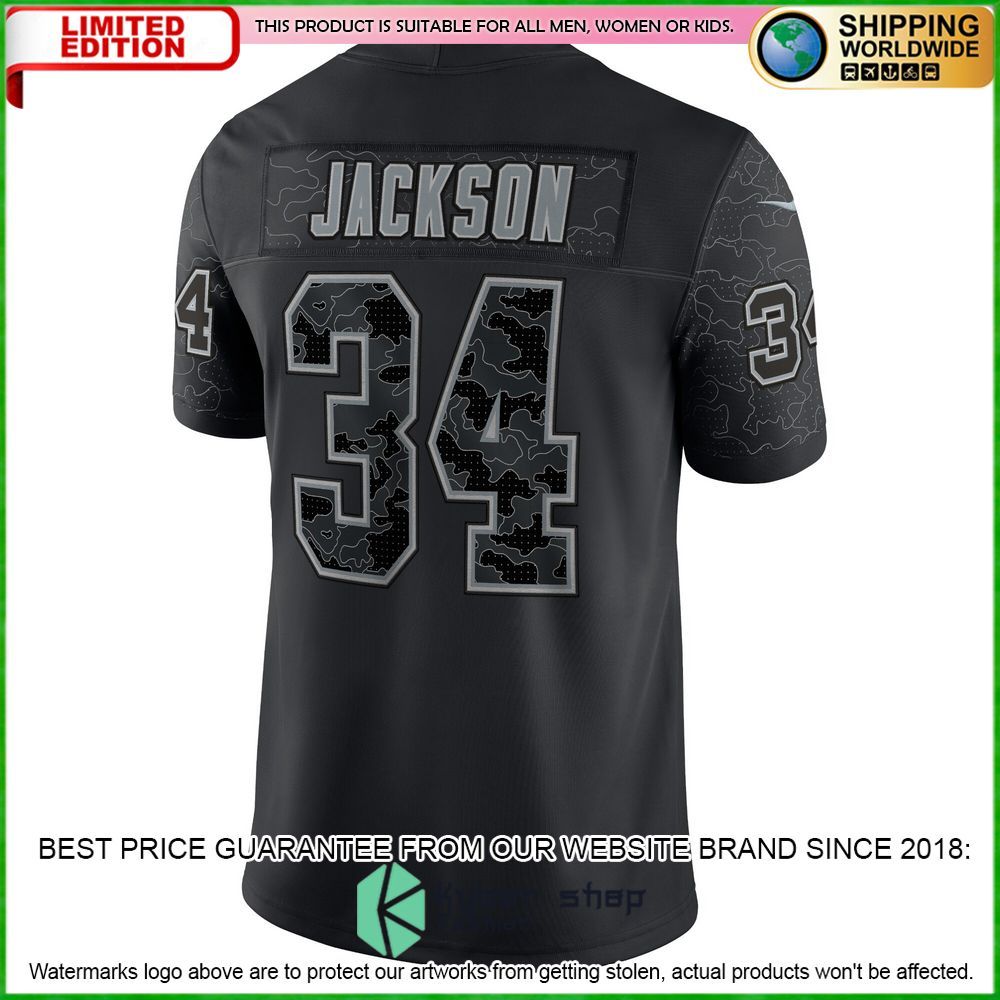 bo jackson las vegas raiders nike retired rflctv black football jersey 5 359