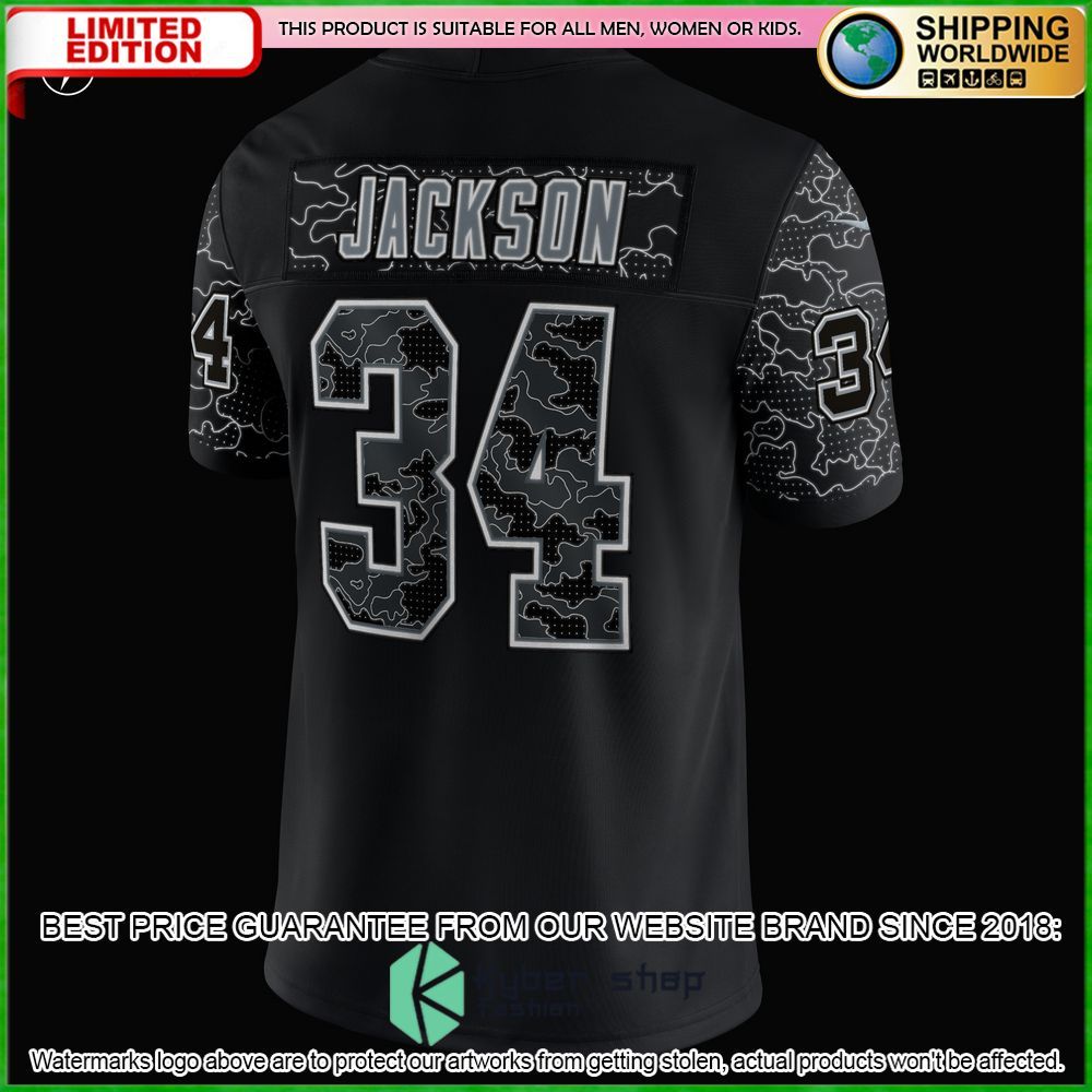 bo jackson las vegas raiders nike retired rflctv black football jersey 6 490