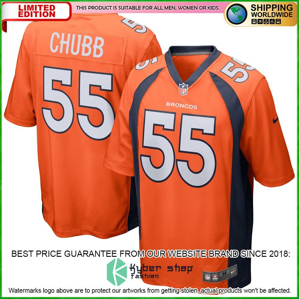 bradley chubb denver broncos nike orange football jersey 1 50