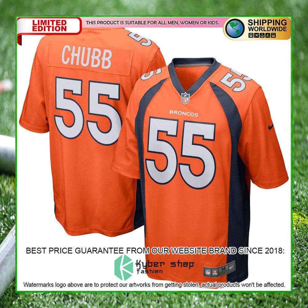 bradley chubb denver broncos nike orange football jersey 4 439