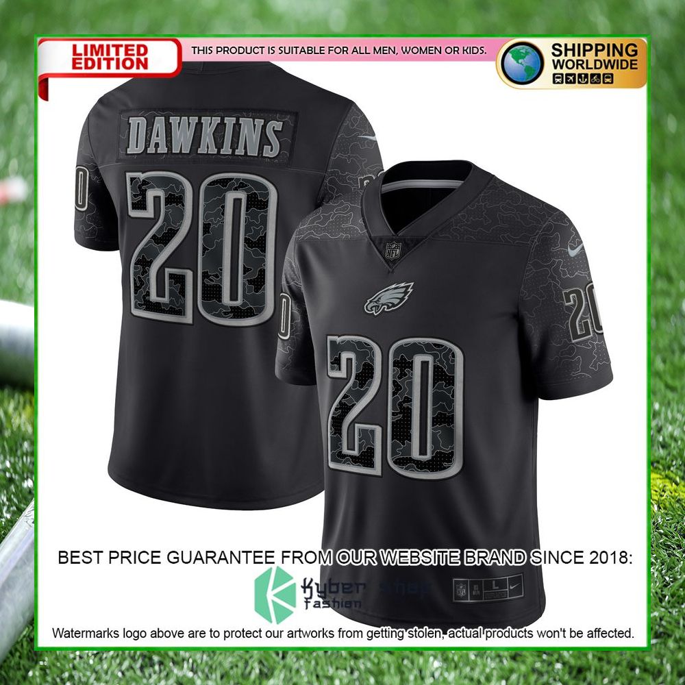 brian dawkins philadelphia eagles nike retired rflctv black football jersey 1 293