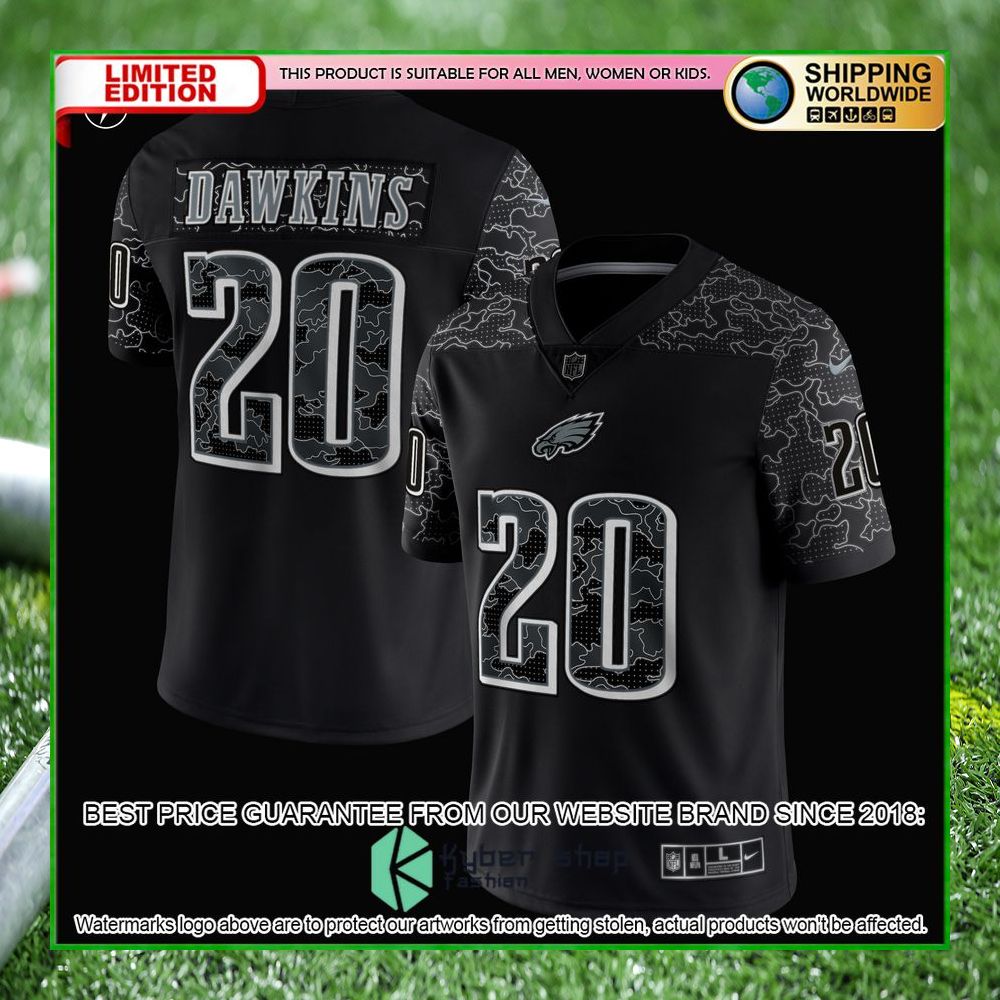 brian dawkins philadelphia eagles nike retired rflctv black football jersey 2 12