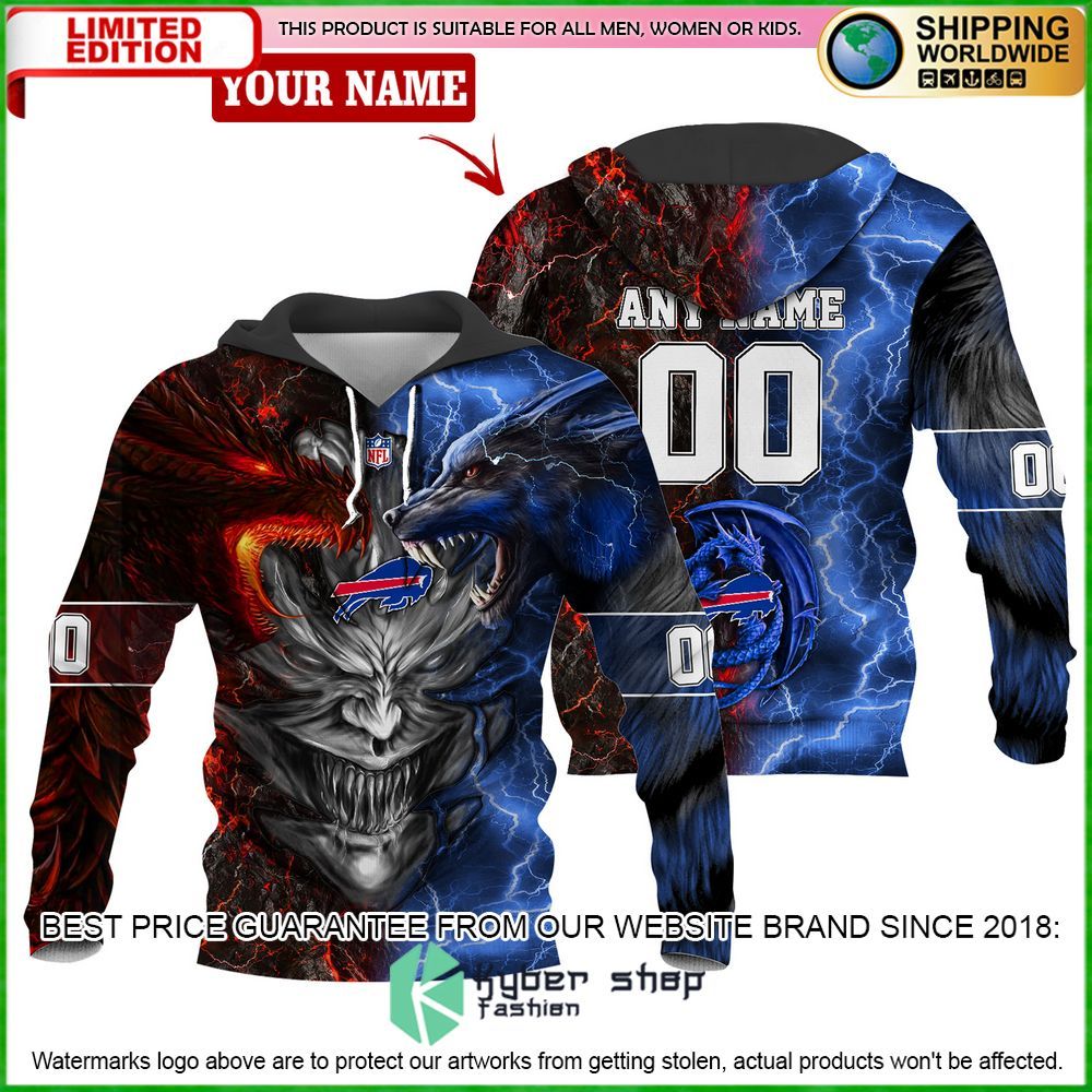Buffalo Bills Demon Face Dragon Wolf Personalized Hoodie, Pant - LIMITED EDITION