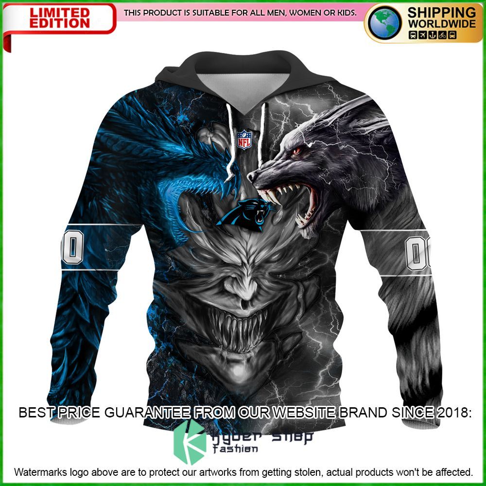 Carolina Panthers Demon Face Dragon Wolf Personalized Hoodie, Pant - LIMITED EDITION