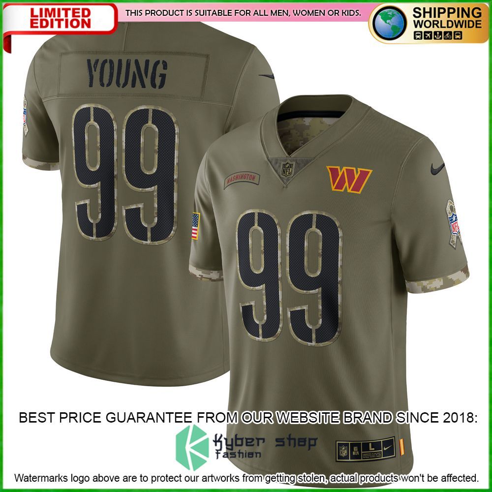chase young washington commanders nike 2022 salute to service olive football jersey 1 362