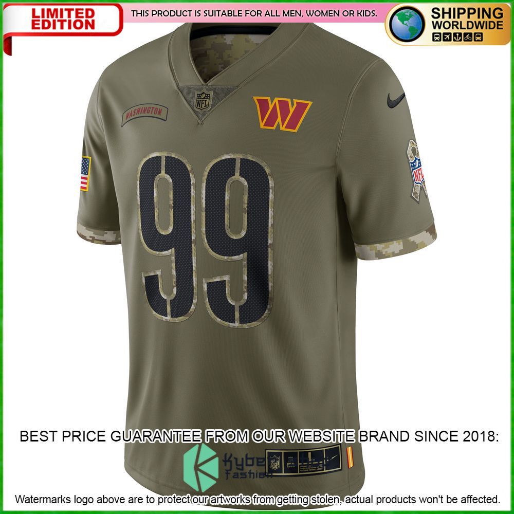 chase young washington commanders nike 2022 salute to service olive football jersey 2 535