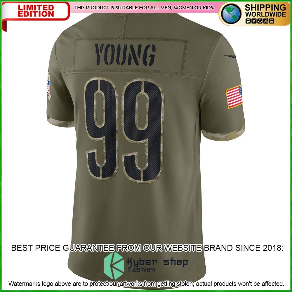 chase young washington commanders nike 2022 salute to service olive football jersey 3 445