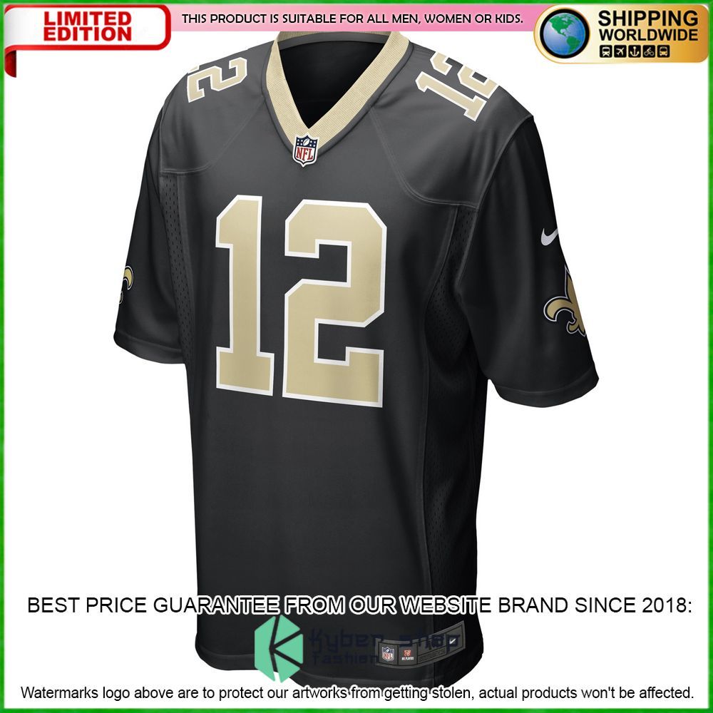 chris olave new orleans saints nike 2022 nfl draft first round pick black football jersey 2 635