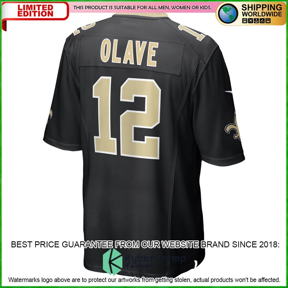 chris olave new orleans saints nike 2022 nfl draft first round pick black football jersey 3 404