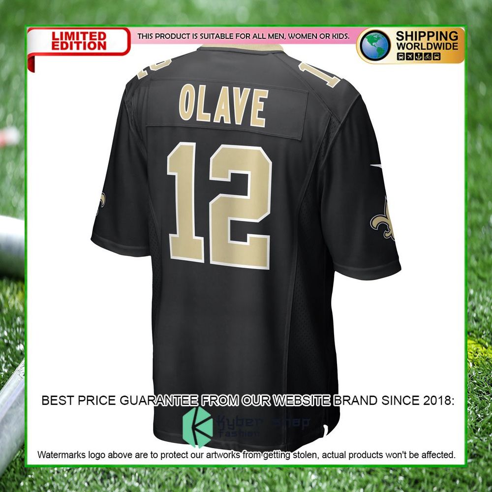 chris olave new orleans saints nike 2022 nfl draft first round pick black football jersey 3 506