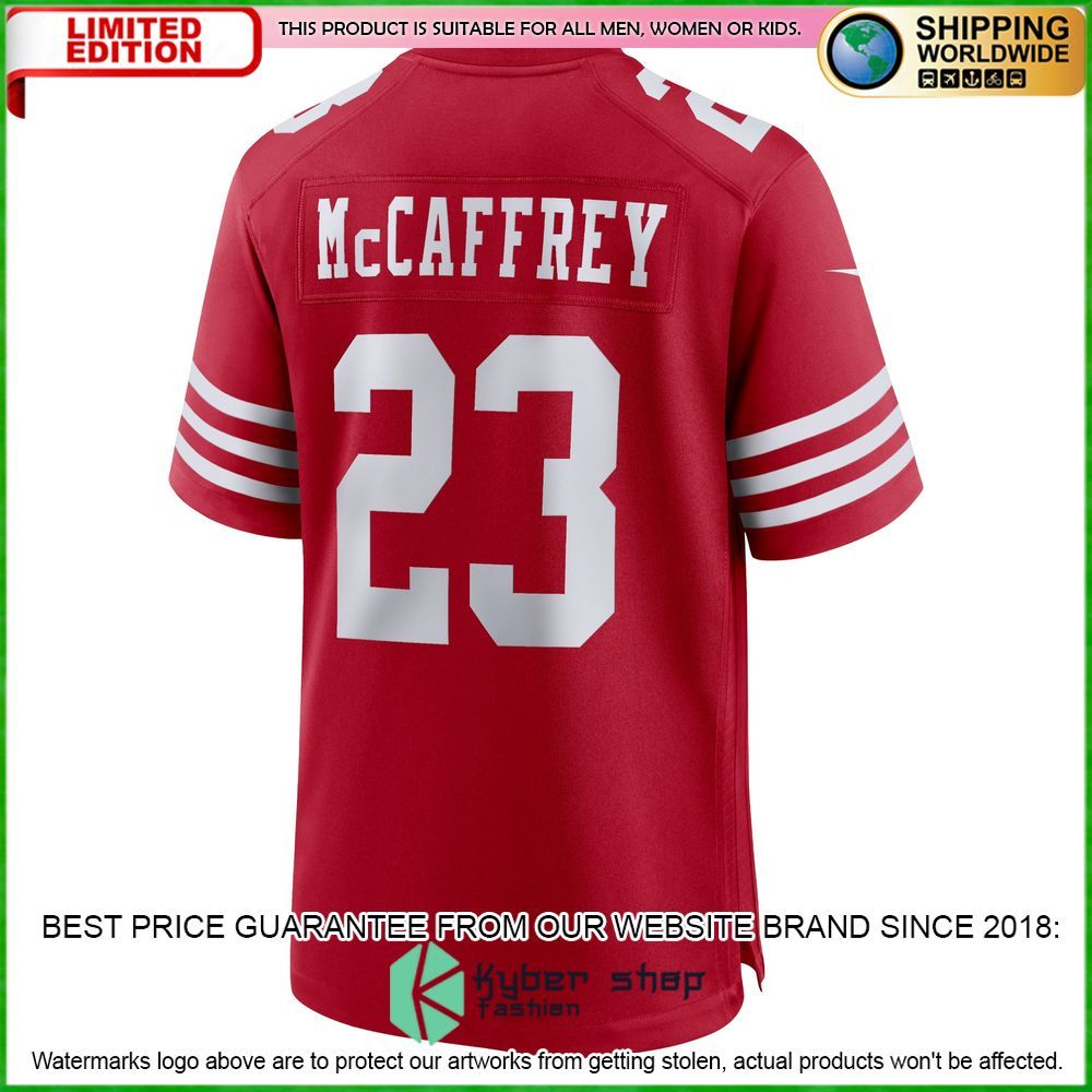 christian mccaffrey san francisco 49ers nike scarlet football jersey 3 44