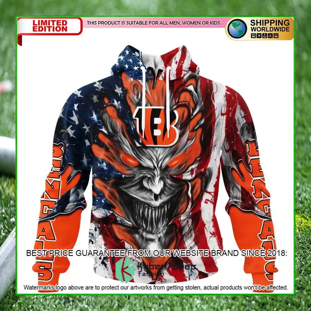 cincinnati bengals demon face us flag personalized hoodie shirt 1 476