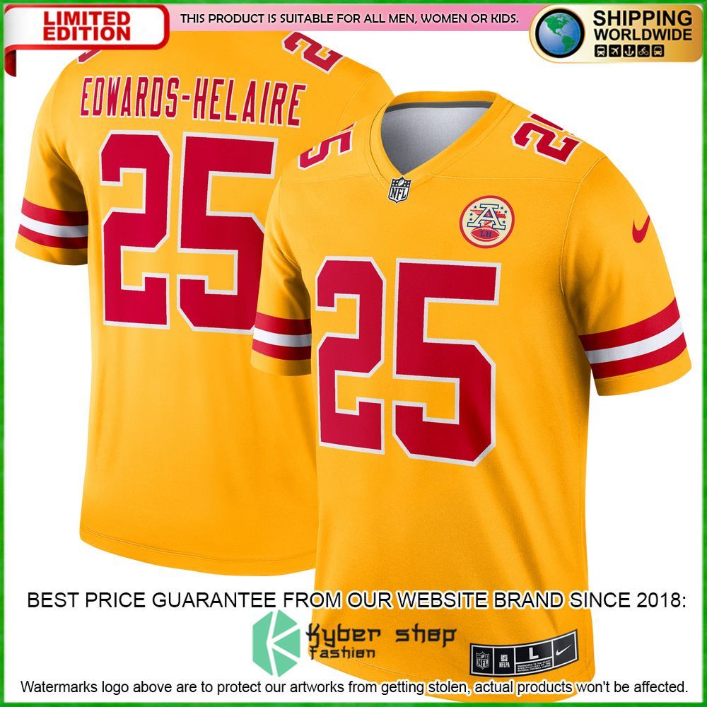 Clyde Edwards-Helaire Kansas City Chiefs Nike Inverted Legend Gold Football Jersey - LIMITED EDITION