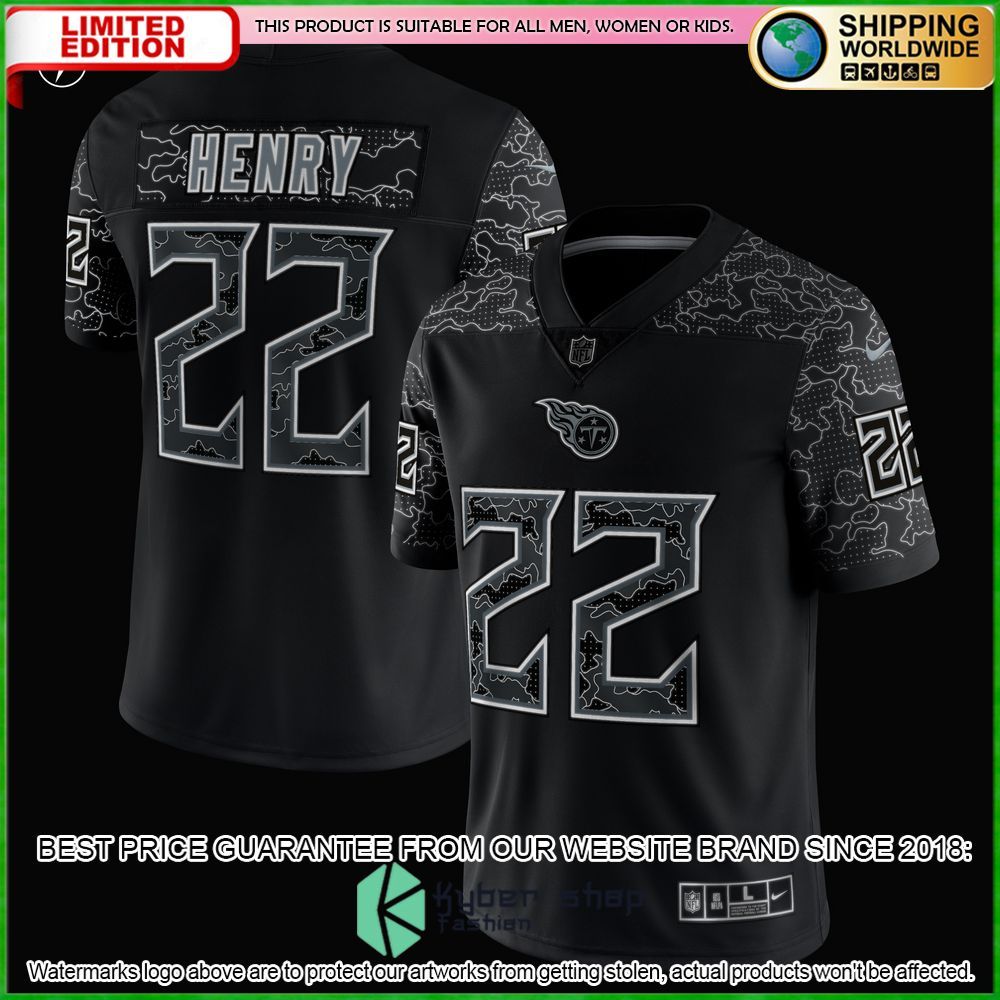 derrick henry tennessee titans nike rflctv black football jersey 2 693