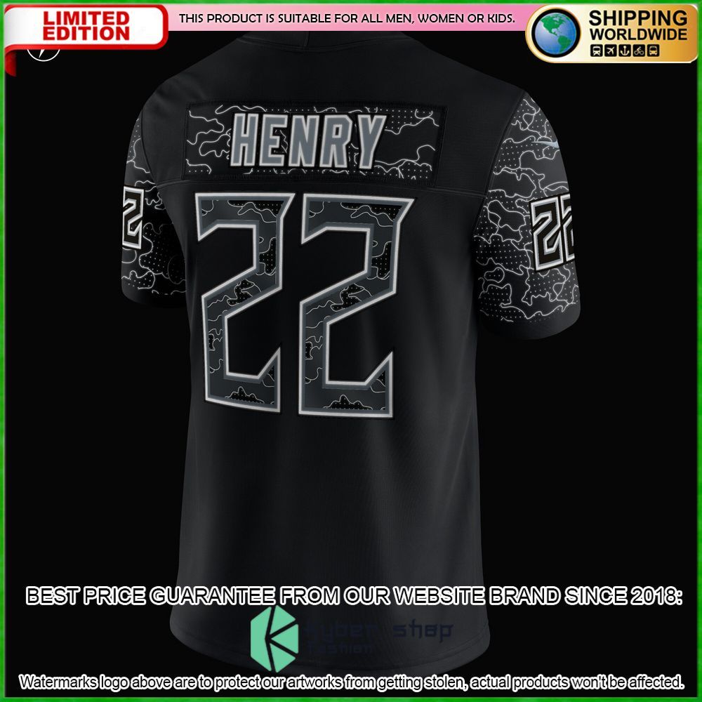 derrick henry tennessee titans nike rflctv black football jersey 6 474
