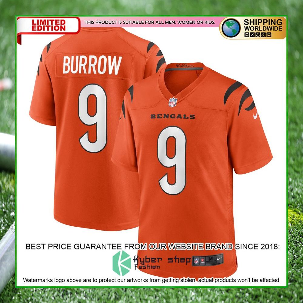 joe burrow cincinnati bengals nike alternate orange football jersey 1 527