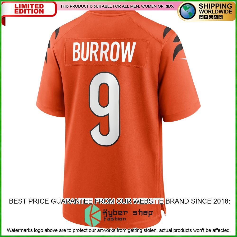joe burrow cincinnati bengals nike alternate orange football jersey 3 151