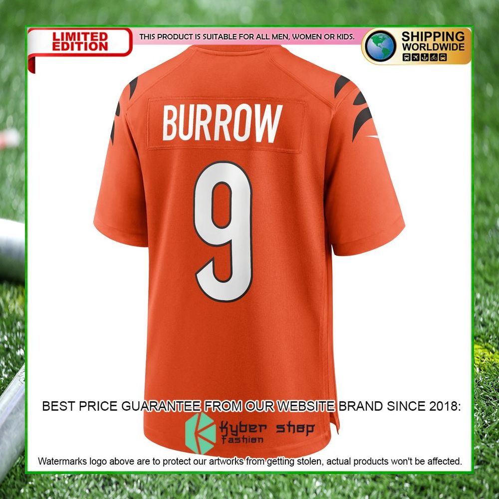 joe burrow cincinnati bengals nike alternate orange football jersey 3 973