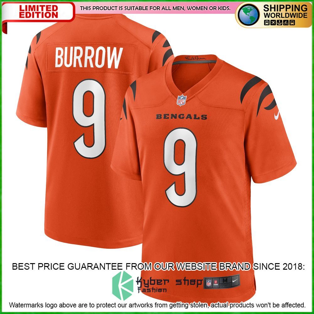 joe burrow cincinnati bengals nike alternate orange football jersey 4 679