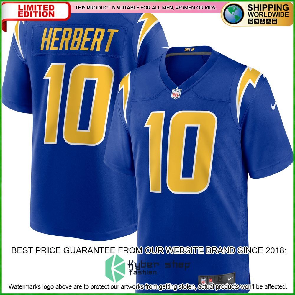 Justin Herbert Los Angeles Chargers Nike 2nd Alternate Royal Football Jersey - LIMITED EDITION