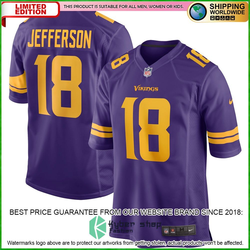 justin jefferson minnesota vikings nike alternate purple football jersey 4 361