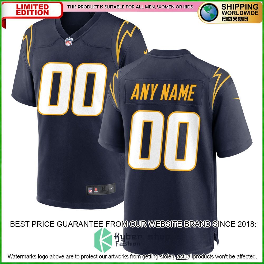 Los Angeles Chargers Nike Alternate Custom Navy Football Jersey - LIMITED EDITION