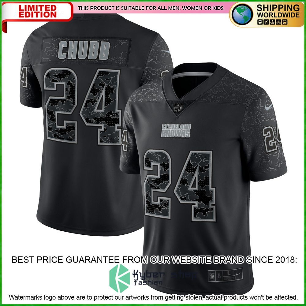 Nick Chubb Cleveland Browns Nike RFLCTV Black Football Jersey - LIMITED EDITION