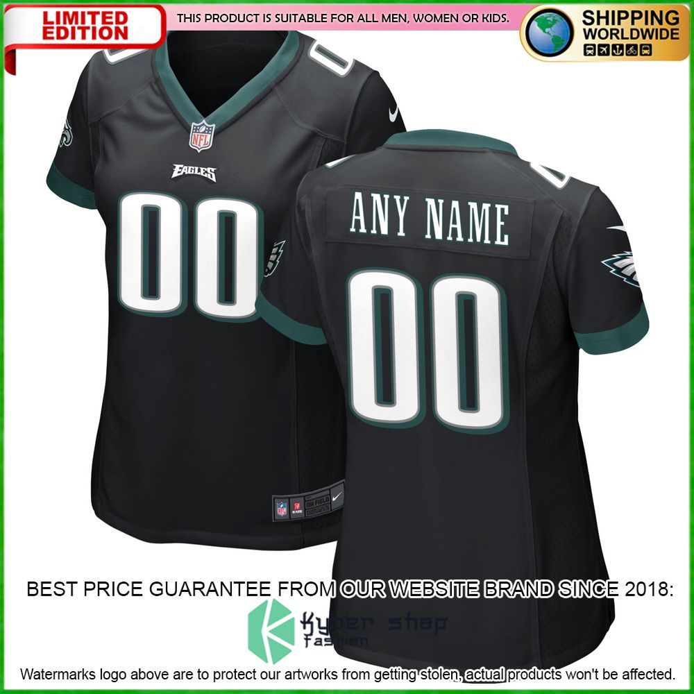 philadelphia eagles nike womens alternate custom black football jersey 1 404