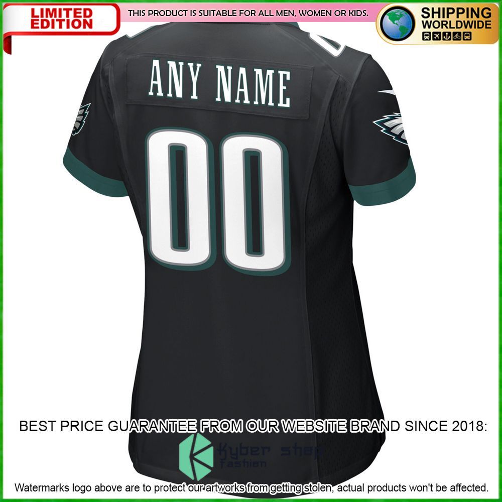 philadelphia eagles nike womens alternate custom black football jersey 3 528