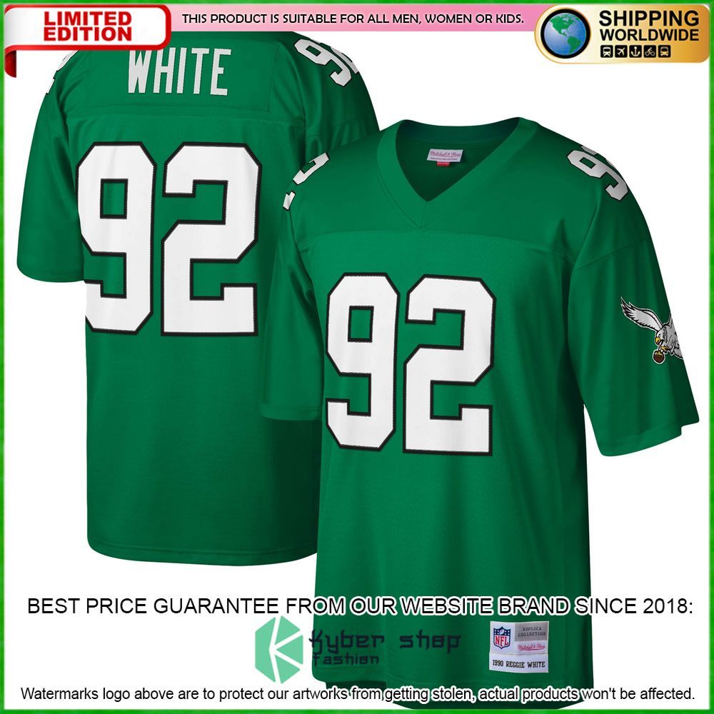 Reggie White Philadelphia Eagles Mitchell & Ness Legacy Replica Kelly Green Football Jersey - LIMITED EDITION