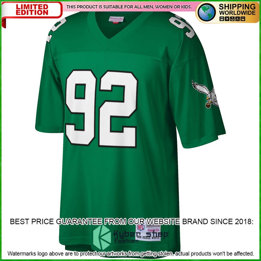 reggie white philadelphia eagles mitchell ness legacy replica kelly green football jersey 2 626