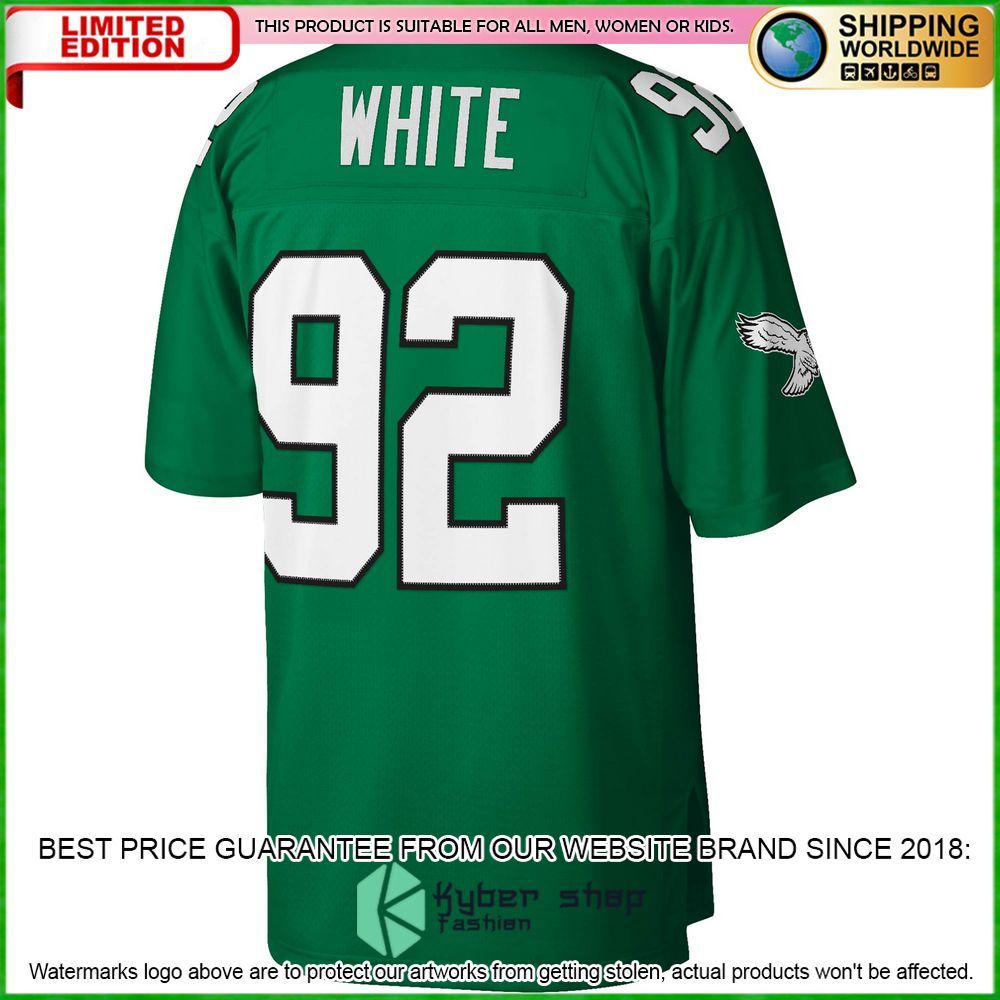 reggie white philadelphia eagles mitchell ness legacy replica kelly green football jersey 3 147