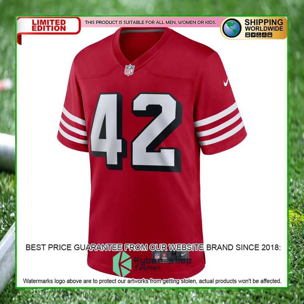 ronnie lott san francisco 49ers nike retired alternate scarlet football jersey 2 312