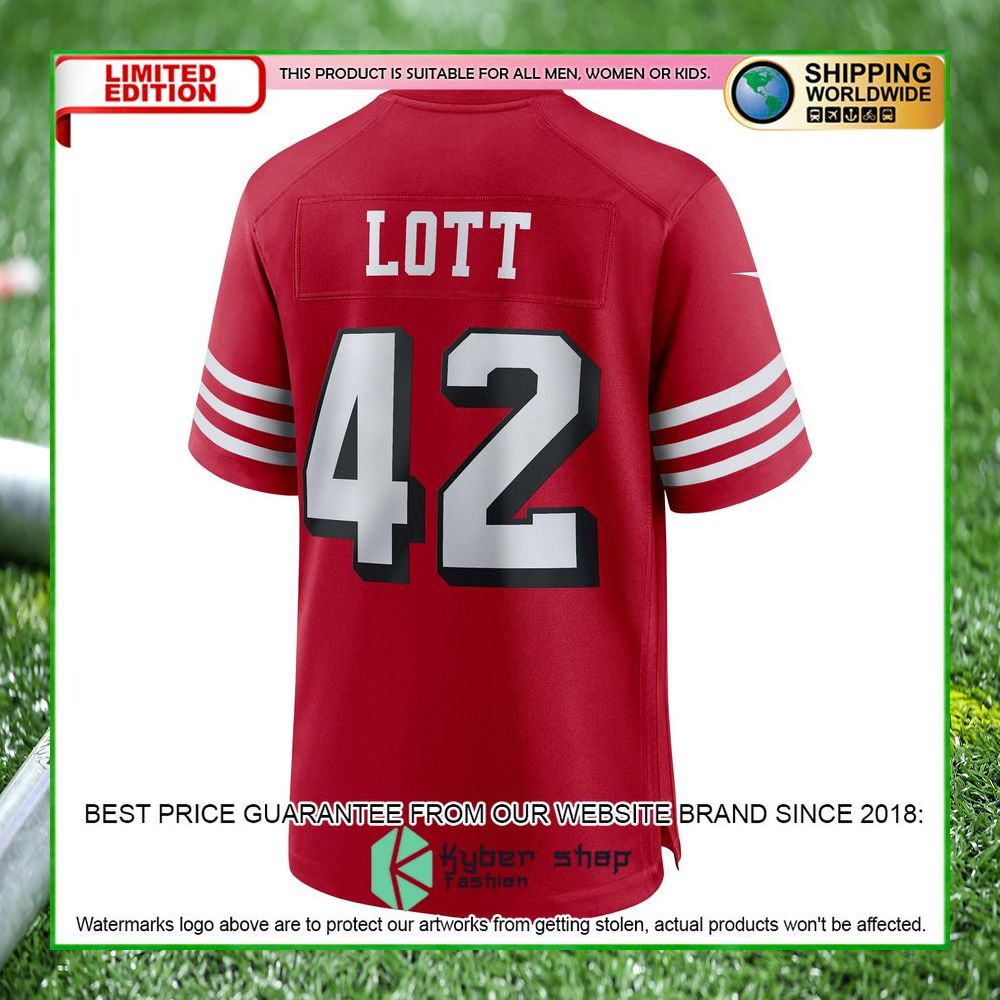 ronnie lott san francisco 49ers nike retired alternate scarlet football jersey 3 503