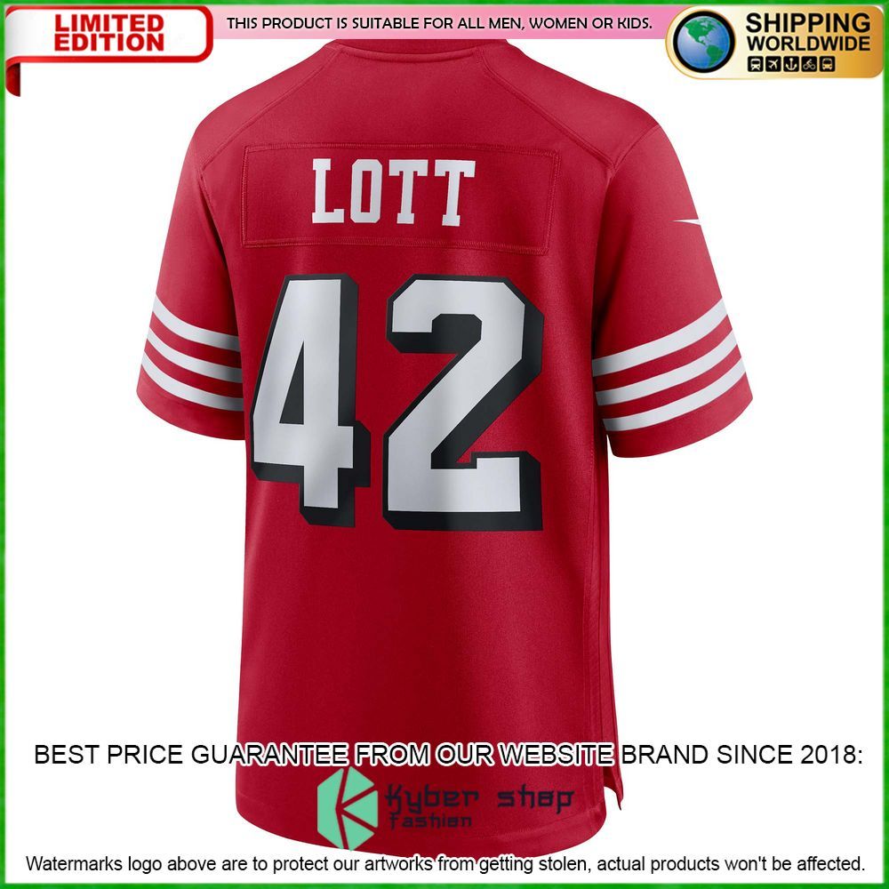 ronnie lott san francisco 49ers nike retired alternate scarlet football jersey 3 71