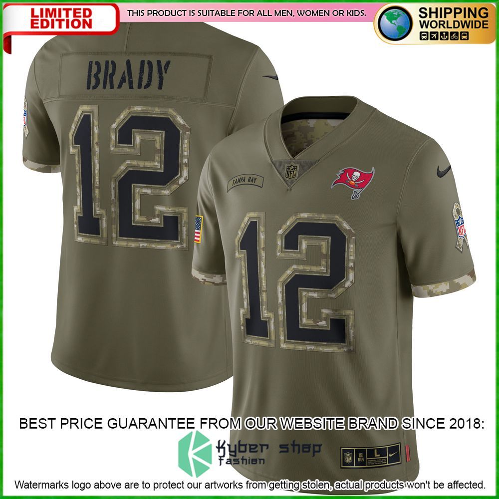 Tom Brady Tampa Bay Buccaneers Nike 2022 Salute To Service Olive Football Jersey - LIMITED EDITION