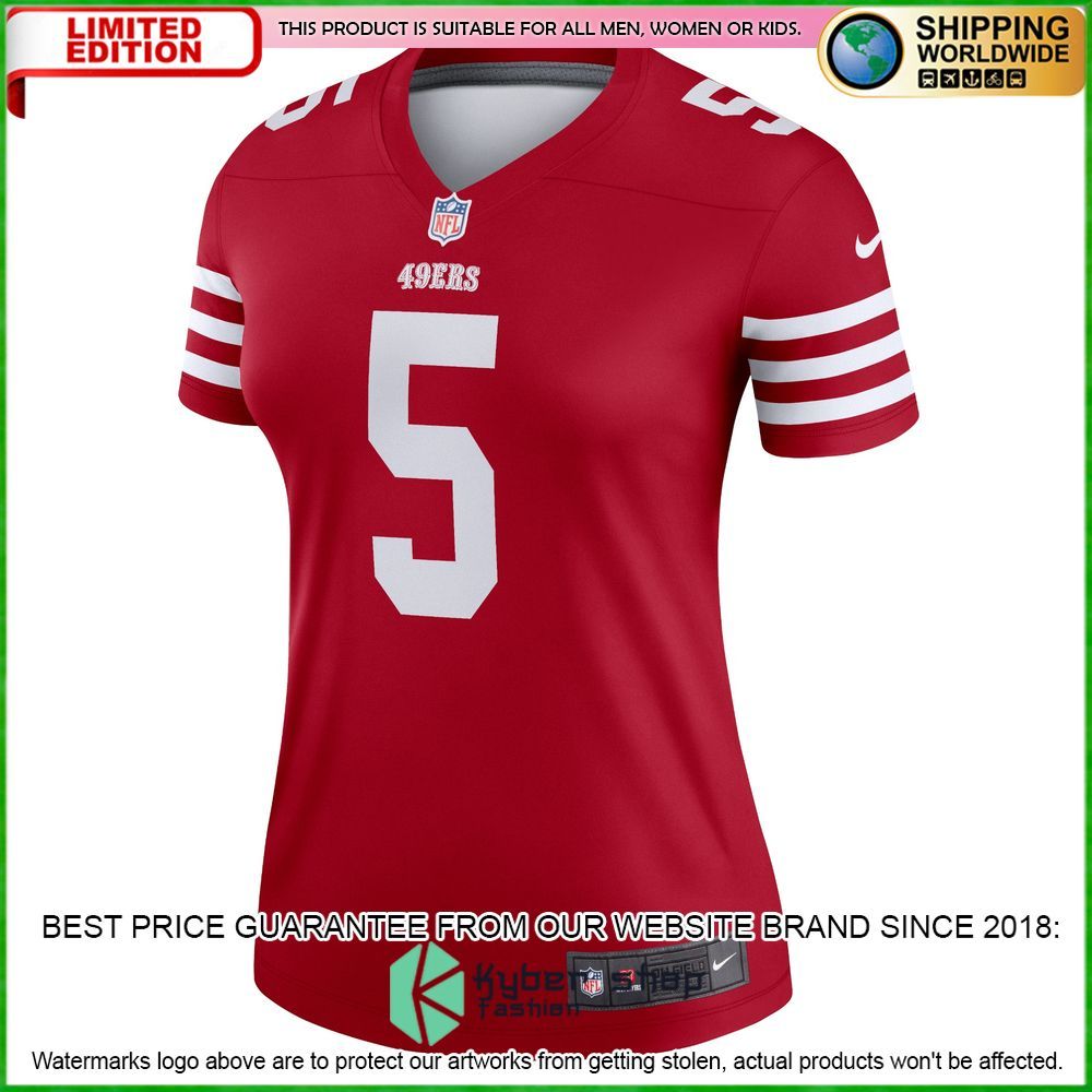 trey lance san francisco 49ers nike womens legend scarlet football jersey 2 54
