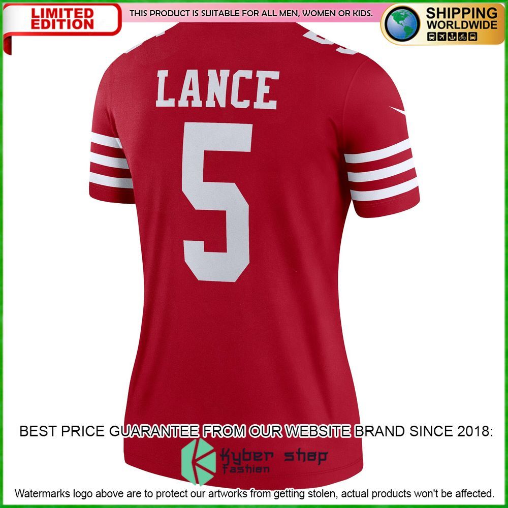 trey lance san francisco 49ers nike womens legend scarlet football jersey 3 737