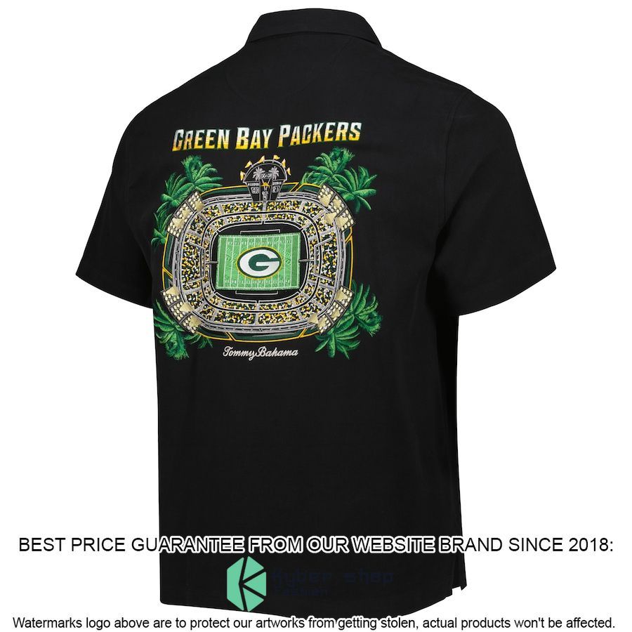 green bay packers tommy bahama black top of your game camp hawaiian shirt 3 435