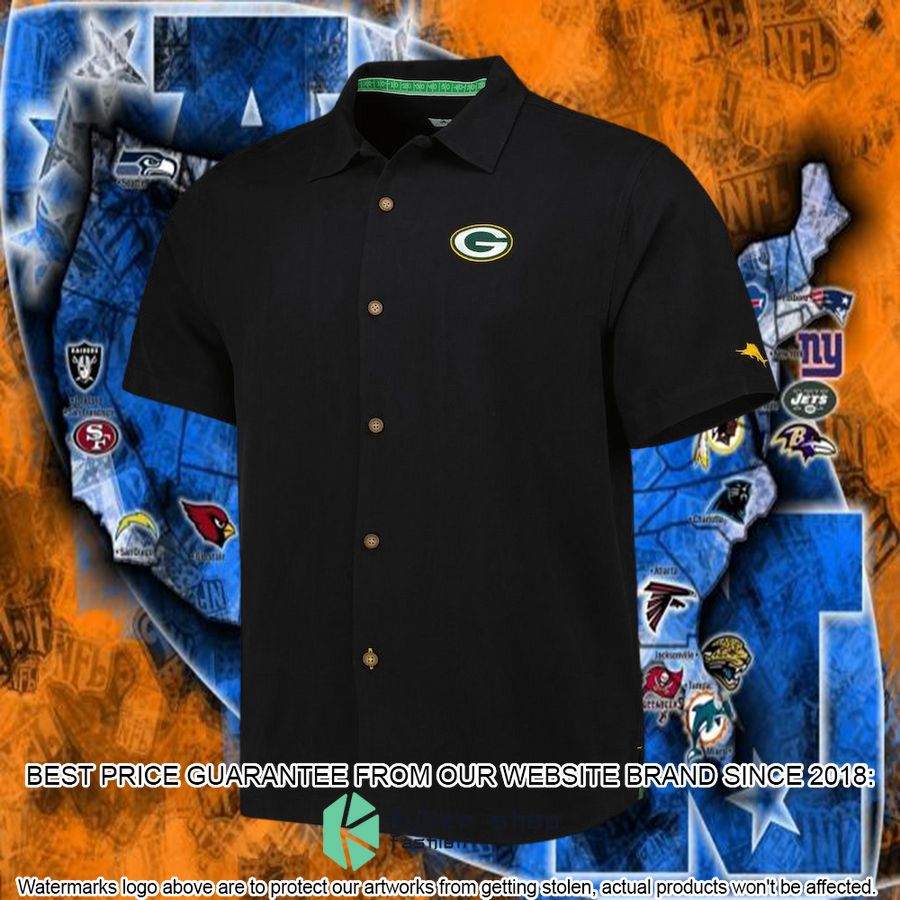 green bay packers tommy bahama black top of your game camp hawaiian shirt 5 832