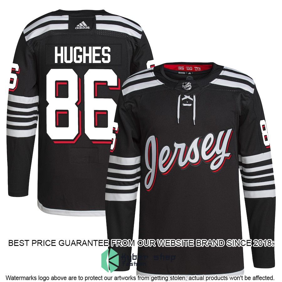 jack hughes new jersey devils 2021 22 alternate primegreen authentic pro black hockey jersey 1 891