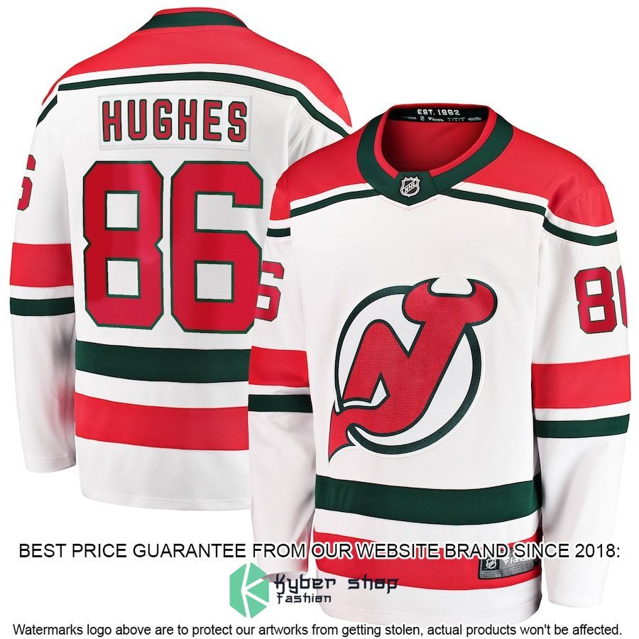 jack hughes new jersey devils 2022 23 heritage premier breakaway white hockey jersey 1 78