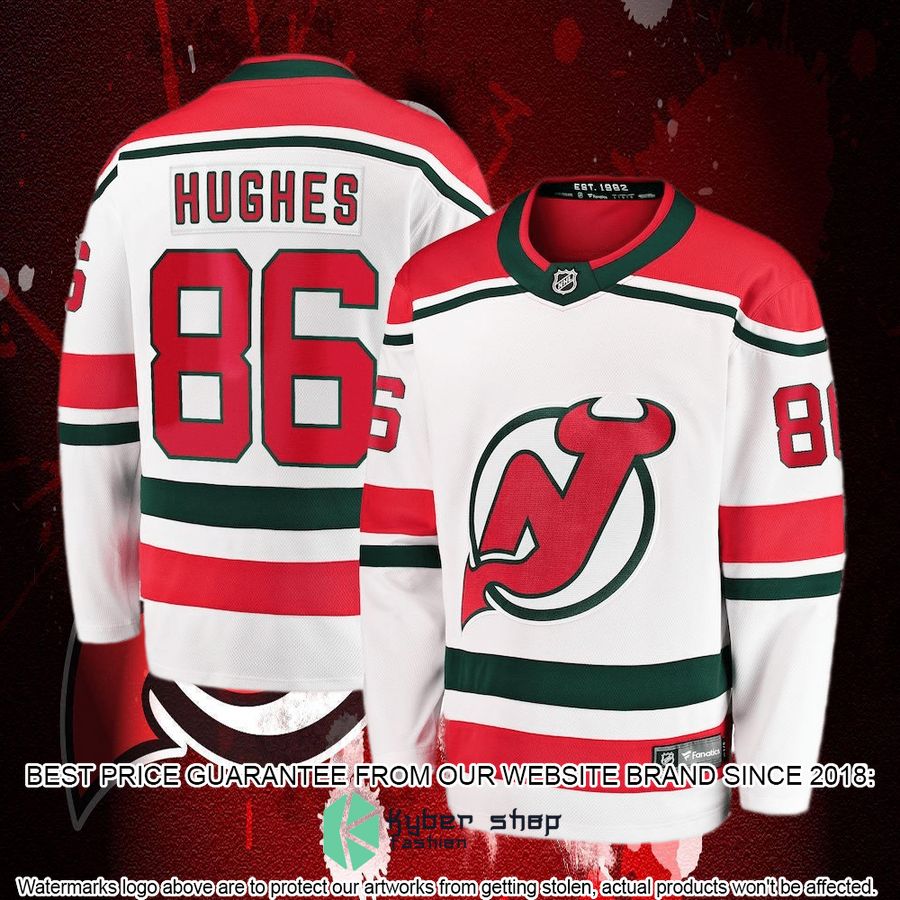 jack hughes new jersey devils 2022 23 heritage premier breakaway white hockey jersey 4 452
