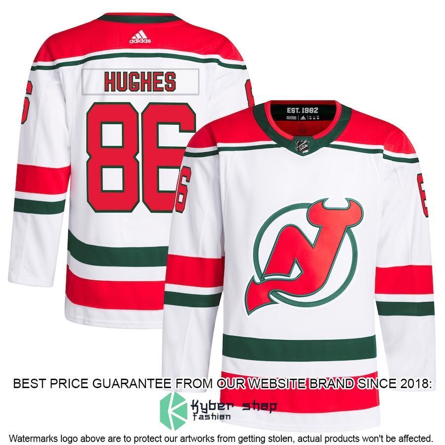 jack hughes new jersey devils 2022 23 heritage primegreen authentic pro white hockey jersey 1 995