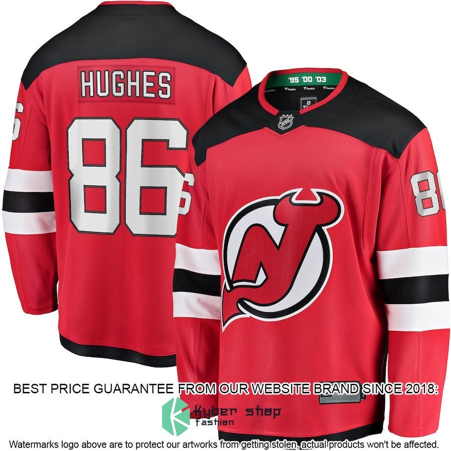 jack hughes new jersey devils breakaway red hockey jersey 1 65