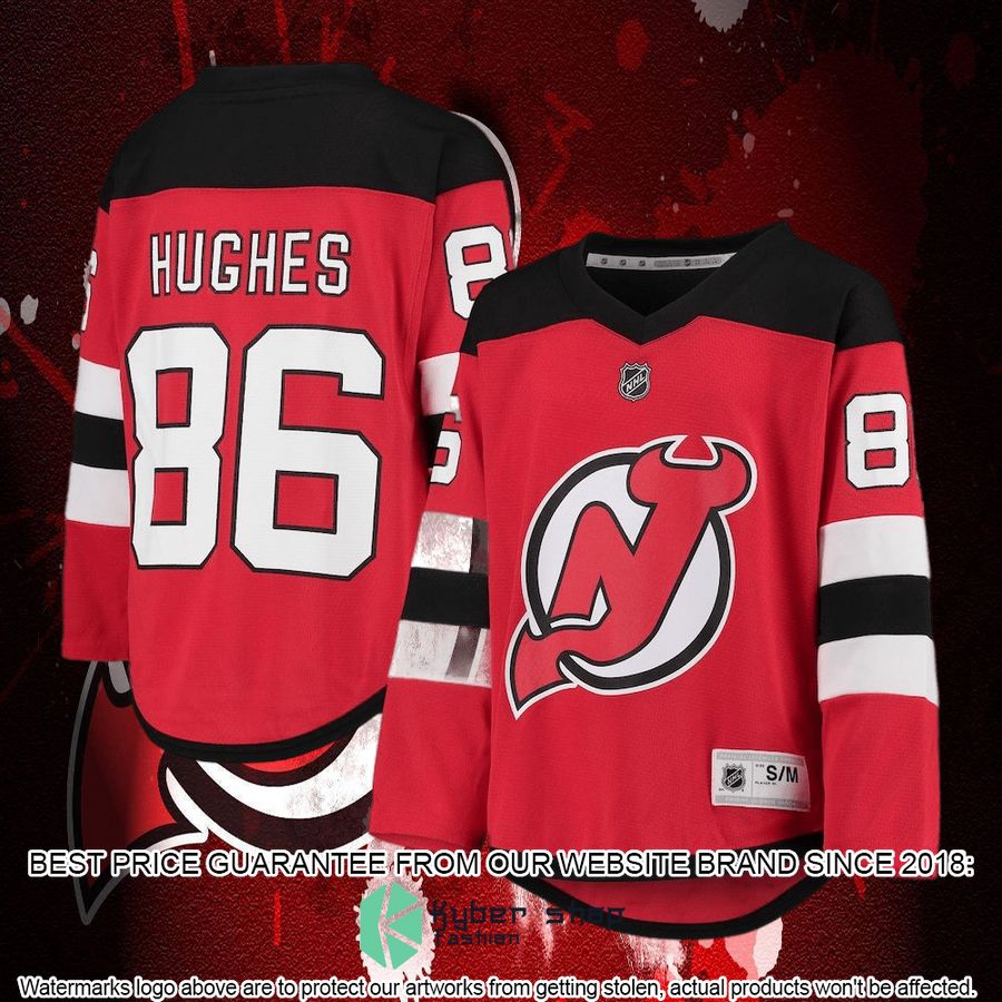 jack hughes new jersey devils youth home replica red hockey jersey 4 947