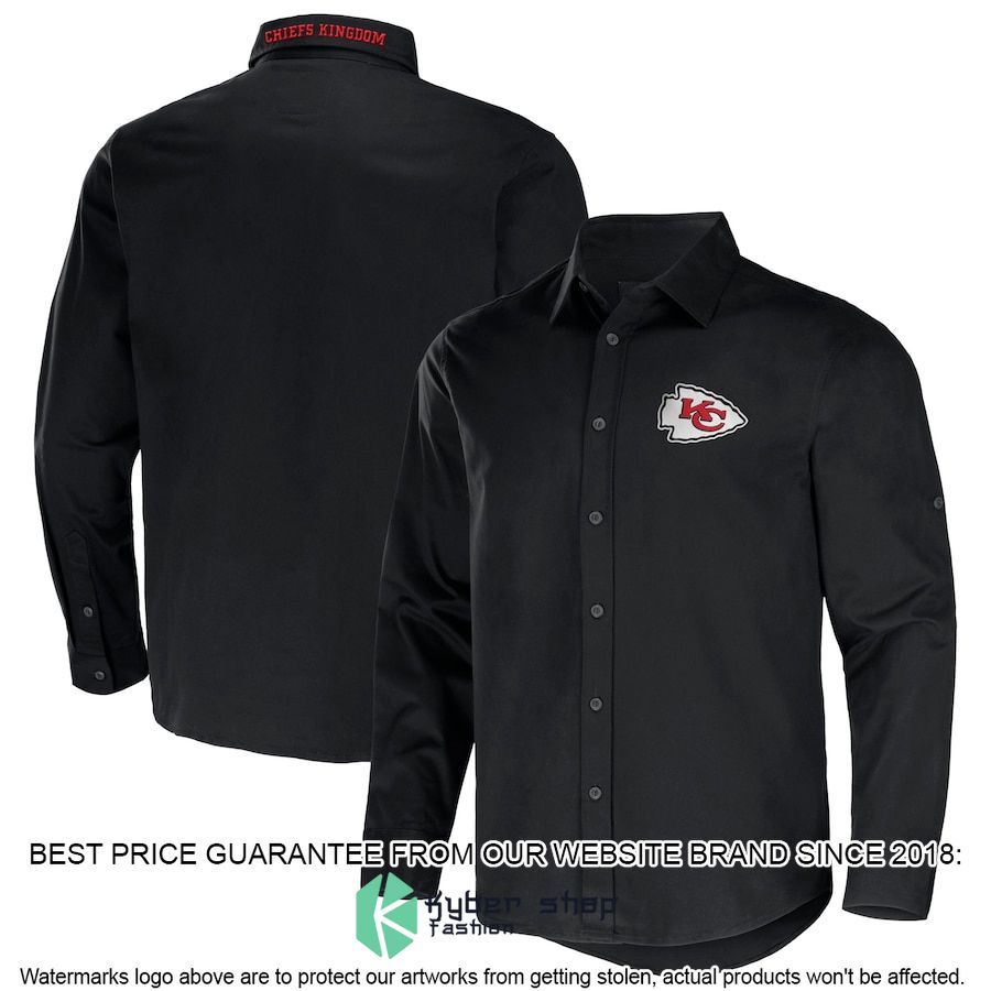 kansas city chiefs nfl darius rucker collection black convertible twill long sleeve button shirt 1 706